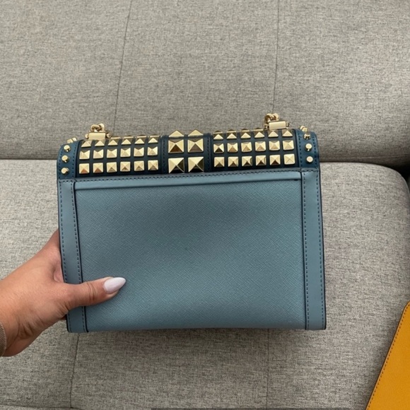 Michael Kors Navy and Gold Studded Crossbody Bag - Picture 4 of 6